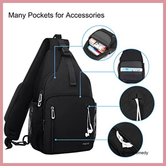 Polyester Sling Backpack with USB Port, Adjustable Crossbody  display picture 3